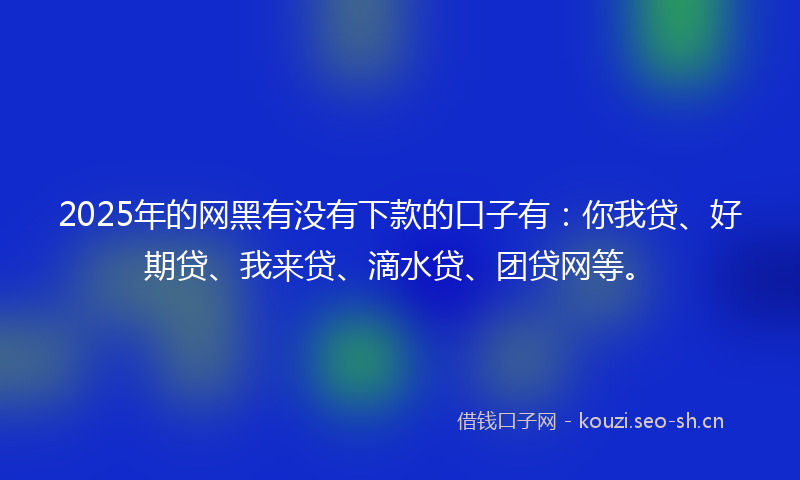 2025年的网黑有没有下款的口子有：你我贷、好期贷、我来贷、滴水贷、团贷网等。