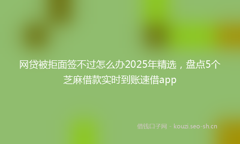 网贷被拒面签不过怎么办2025年精选，盘点5个芝麻借款实时到账速借app