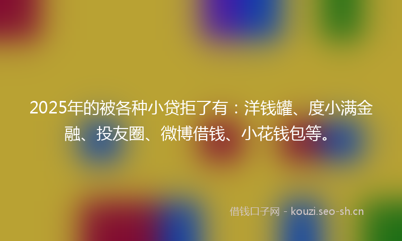 2025年的被各种小贷拒了有：洋钱罐、度小满金融、投友圈、微博借钱、小花钱包等。