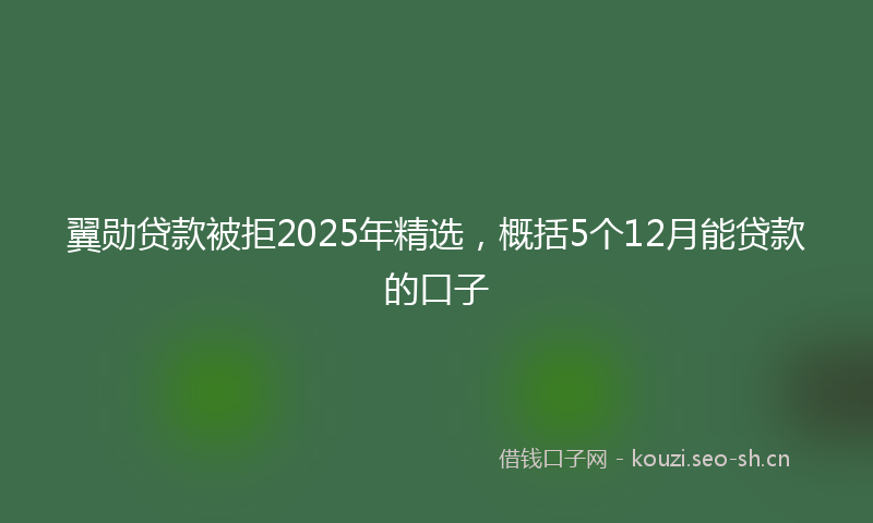 翼勋贷款被拒2025年精选，概括5个12月能贷款的口子
