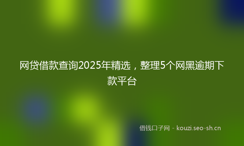 网贷借款查询2025年精选，整理5个网黑逾期下款平台