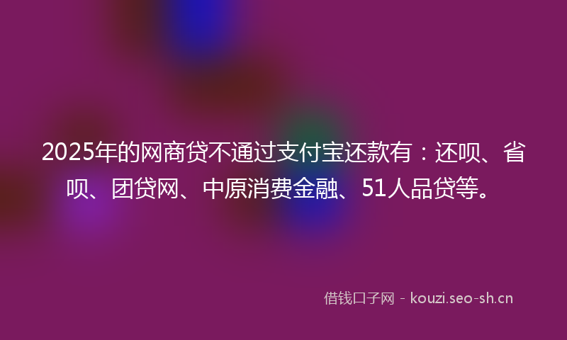 2025年的网商贷不通过支付宝还款有：还呗、省呗、团贷网、中原消费金融、51人品贷等。