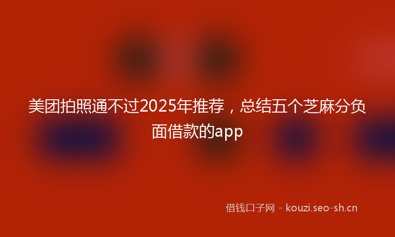 美团拍照通不过2025年推荐，总结五个芝麻分负面借款的app