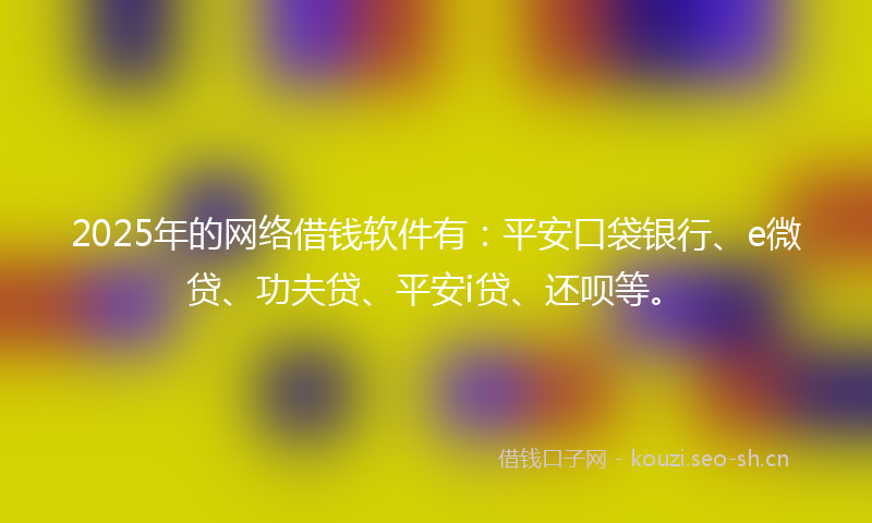 2025年的网络借钱软件有：平安口袋银行、e微贷、功夫贷、平安i贷、还呗等。