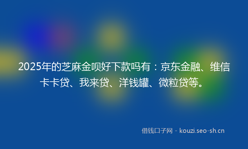 2025年的芝麻金呗好下款吗有:京东金融、维信卡卡贷、我来贷、洋钱罐、微粒贷等。