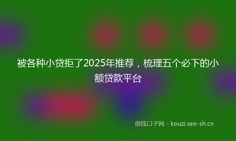 被各种小贷拒了2025年推荐，梳理五个必下的小额贷款平台