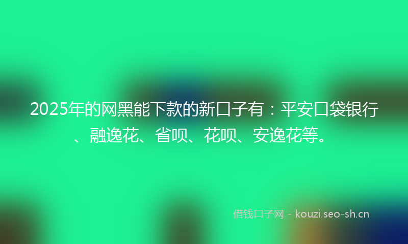 2025年的网黑能下款的新口子有：平安口袋银行、融逸花、省呗、花呗、安逸花等。