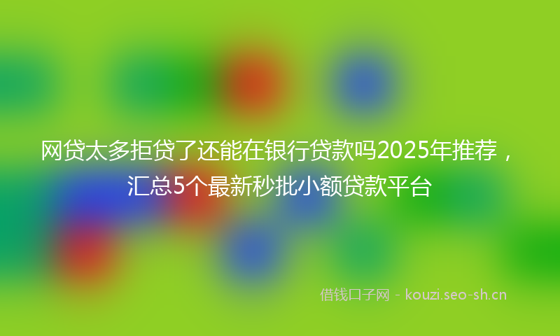 网贷太多拒贷了还能在银行贷款吗2025年推荐，汇总5个最新秒批小额贷款平台