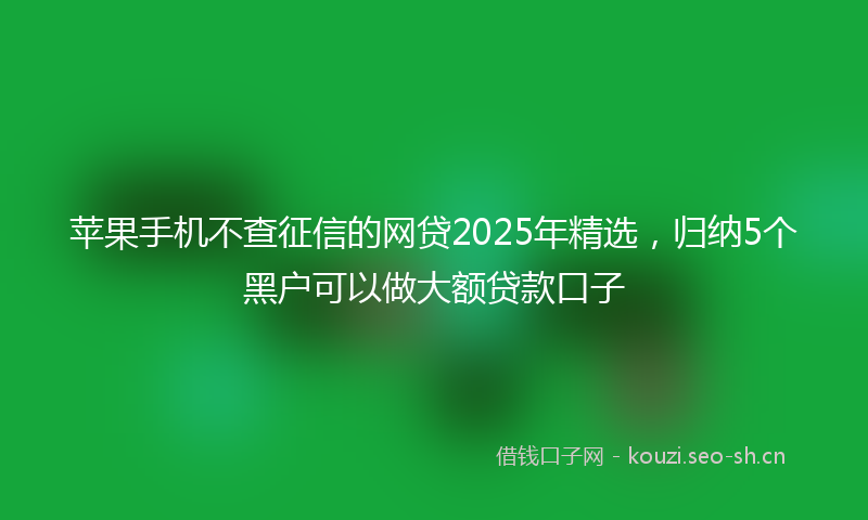 苹果手机不查征信的网贷2025年精选,归纳5个黑户可以做大额贷款口子