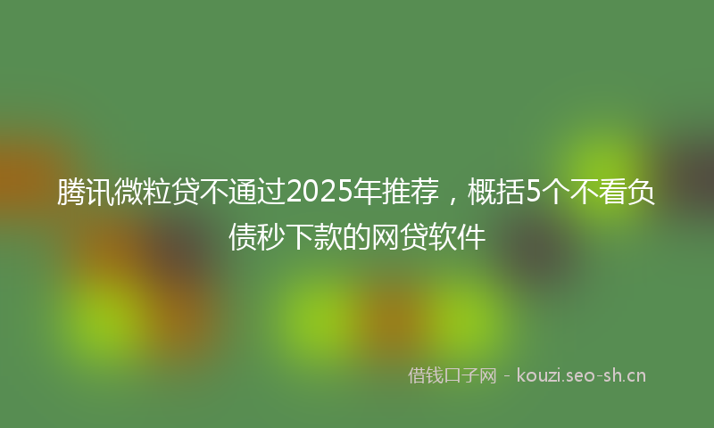 腾讯微粒贷不通过2025年推荐，概括5个不看负债秒下款的网贷软件