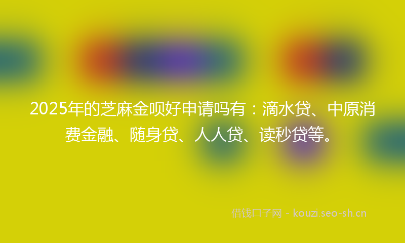 2025年的芝麻金呗好申请吗有：滴水贷、中原消费金融、随身贷、人人贷、读秒贷等。
