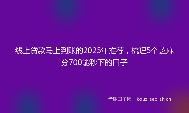 线上贷款马上到账的2025年推荐，梳理5个芝麻分700能秒下的口子