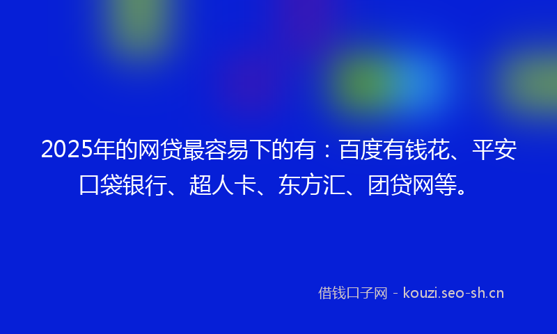 2025年的网贷最容易下的有：百度有钱花、平安口袋银行、超人卡、东方汇、团贷网等。