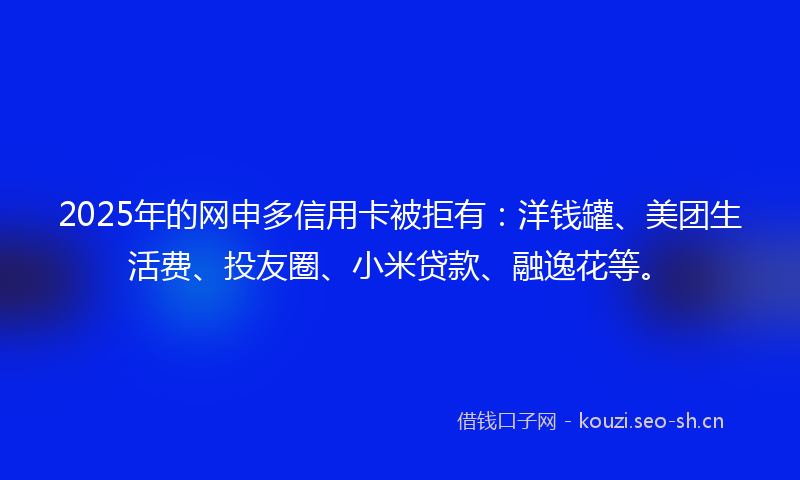 2025年的网申多信用卡被拒有：洋钱罐、美团生活费、投友圈、小米贷款、融逸花等。