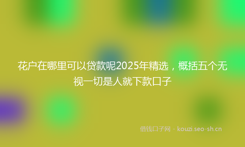 花户在哪里可以贷款呢2025年精选，概括五个无视一切是人就下款口子