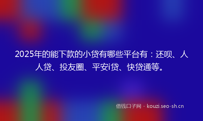 2025年的能下款的小贷有哪些平台有：还呗、人人贷、投友圈、平安i贷、快贷通等。