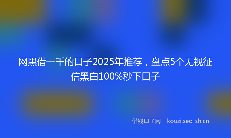 网黑借一千的口子2025年推荐，盘点5个无视征信黑白100%秒下口子