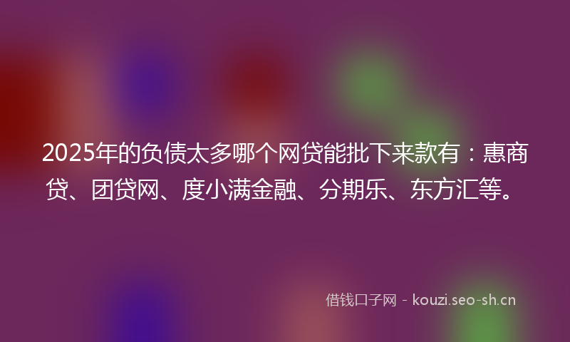 2025年的负债太多哪个网贷能批下来款有：惠商贷、团贷网、度小满金融、分期乐、东方汇等。
