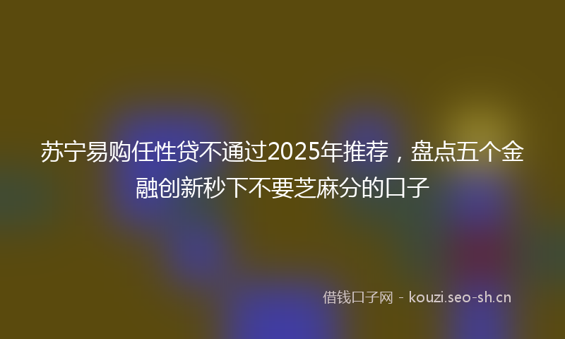 苏宁易购任性贷不通过2025年推荐，盘点五个金融创新秒下不要芝麻分的口子