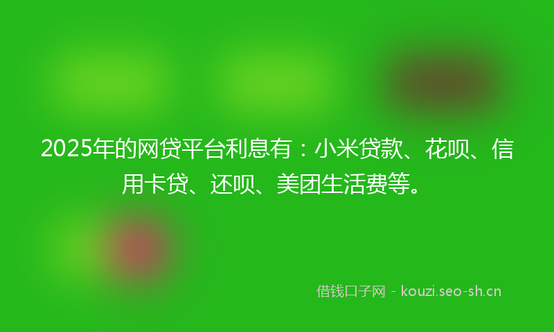 2025年的网贷平台利息有：小米贷款、花呗、信用卡贷、还呗、美团生活费等。