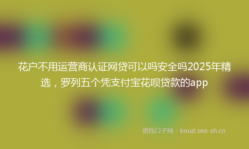 花户不用运营商认证网贷可以吗安全吗2025年精选，罗列五个凭支付宝花呗贷款的app