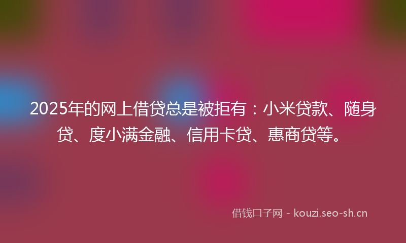 2025年的网上借贷总是被拒有：小米贷款、随身贷、度小满金融、信用卡贷、惠商贷等。
