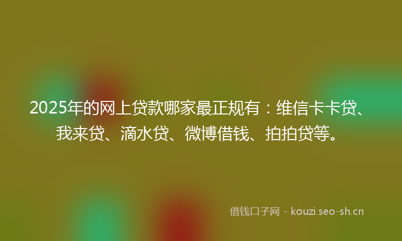 2025年的网上贷款哪家最正规有：维信卡卡贷、我来贷、滴水贷、微博借钱、拍拍贷等。