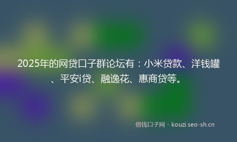 2025年的网贷口子群论坛有：小米贷款、洋钱罐、平安i贷、融逸花、惠商贷等。