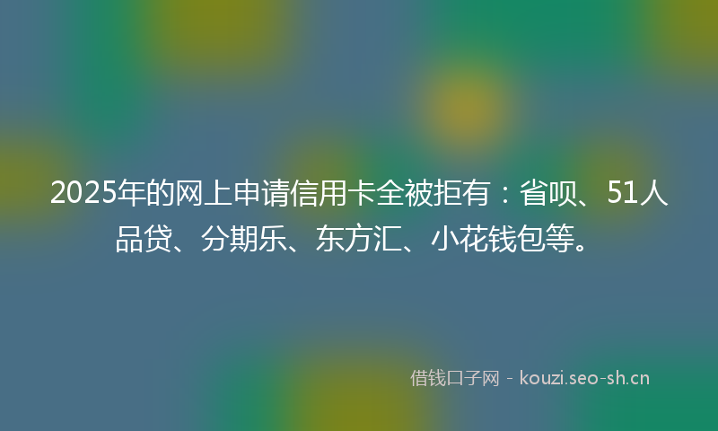 2025年的网上申请信用卡全被拒有：省呗、51人品贷、分期乐、东方汇、小花钱包等。