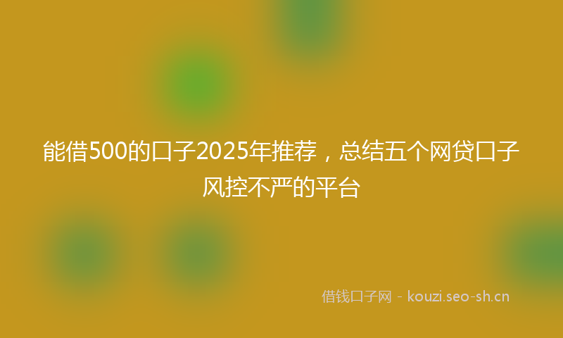 能借500的口子2025年推荐，总结五个网贷口子风控不严的平台