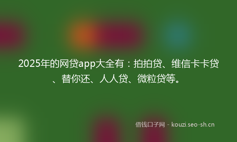 2025年的网贷app大全有：拍拍贷、维信卡卡贷、替你还、人人贷、微粒贷等。