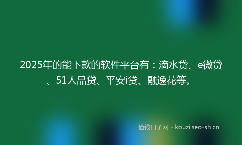 2025年的能下款的软件平台有:滴水贷、e微贷、51人品贷、平安i贷、融逸花等。