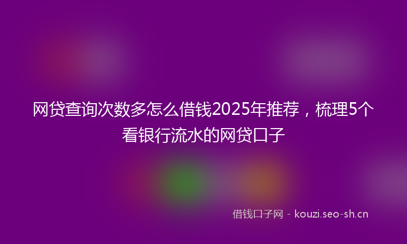 网贷查询次数多怎么借钱2025年推荐，梳理5个看银行流水的网贷口子