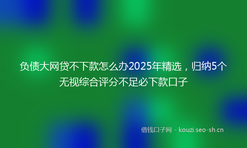 负债大网贷不下款怎么办2025年精选，归纳5个无视综合评分不足必下款口子