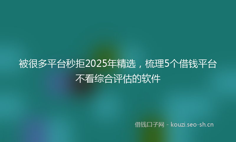 被很多平台秒拒2025年精选，梳理5个借钱平台不看综合评估的软件
