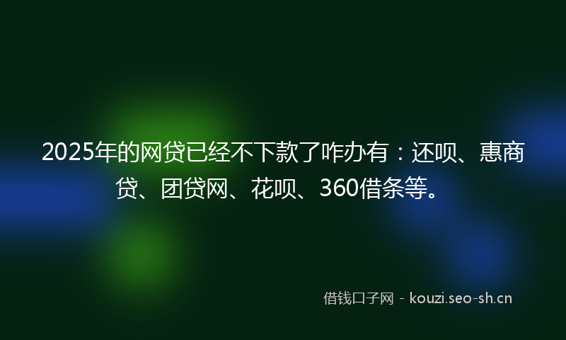 2025年的网贷已经不下款了咋办有：还呗、惠商贷、团贷网、花呗、360借条等。