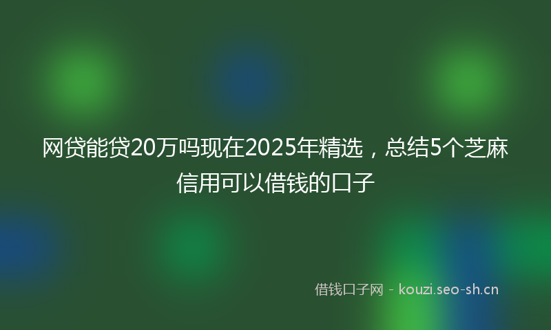 网贷能贷20万吗现在2025年精选，总结5个芝麻信用可以借钱的口子