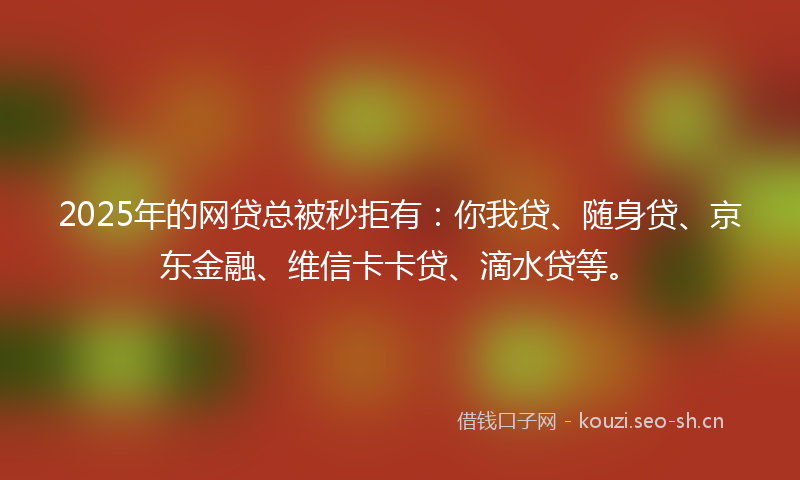 2025年的网贷总被秒拒有：你我贷、随身贷、京东金融、维信卡卡贷、滴水贷等。