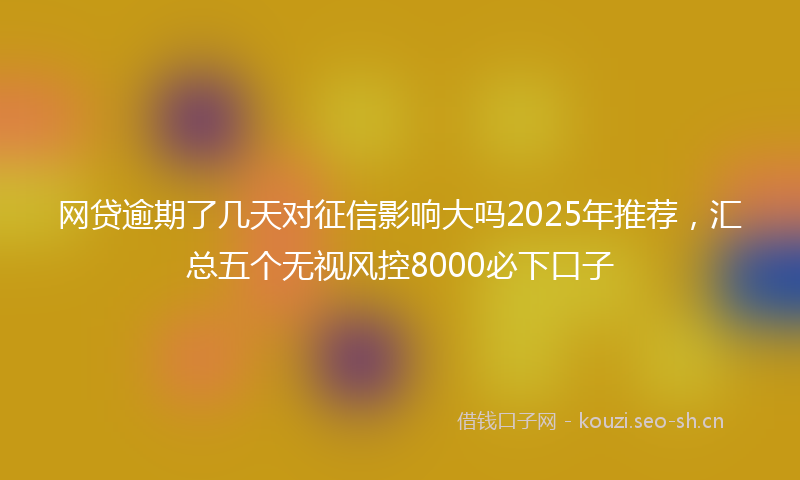 网贷逾期了几天对征信影响大吗2025年推荐，汇总五个无视风控8000必下口子