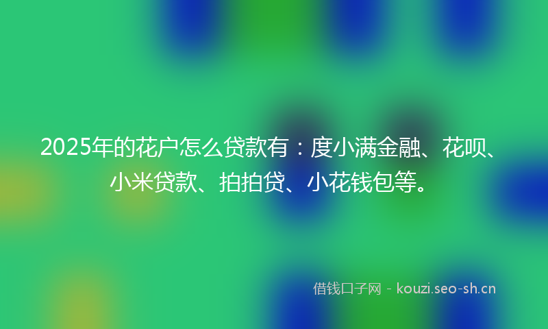 2025年的花户怎么贷款有：度小满金融、花呗、小米贷款、拍拍贷、小花钱包等。