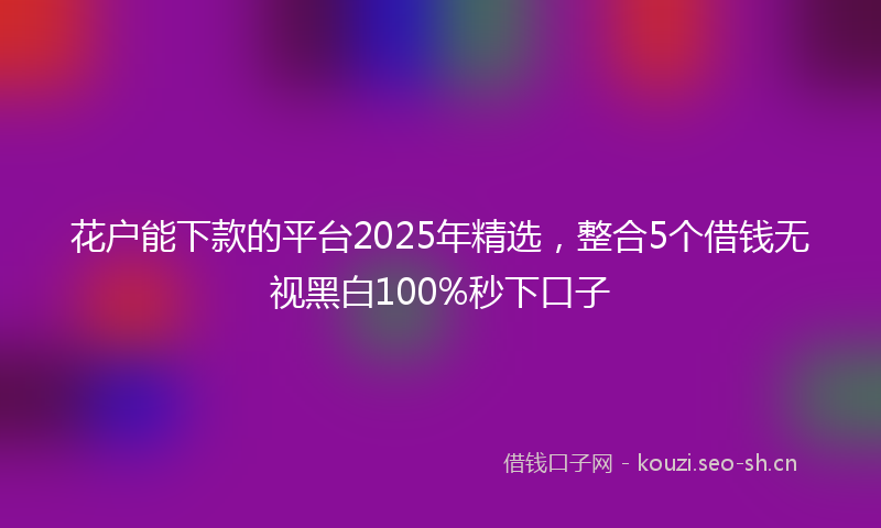 花户能下款的平台2025年精选，整合5个借钱无视黑白100%秒下口子