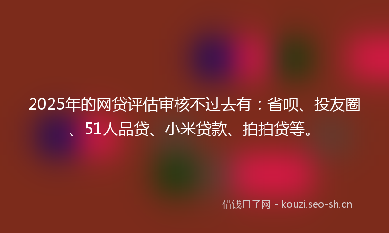 2025年的网贷评估审核不过去有：省呗、投友圈、51人品贷、小米贷款、拍拍贷等。