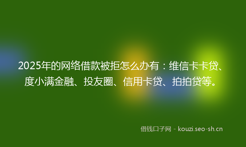 2025年的网络借款被拒怎么办有：维信卡卡贷、度小满金融、投友圈、信用卡贷、拍拍贷等。