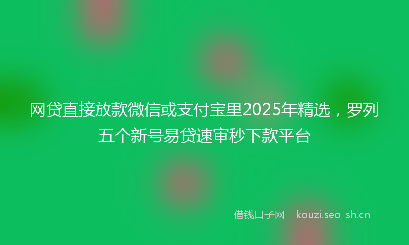 网贷直接放款微信或支付宝里2025年精选，罗列五个新号易贷速审秒下款平台