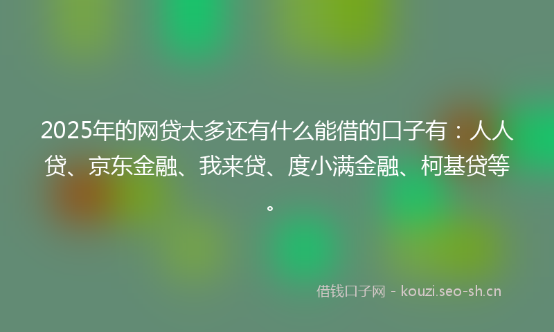 2025年的网贷太多还有什么能借的口子有：人人贷、京东金融、我来贷、度小满金融、柯基贷等。
