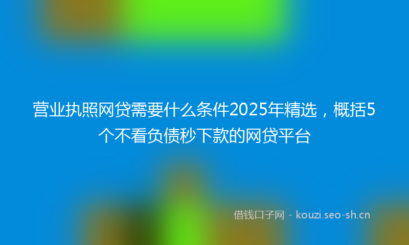 营业执照网贷需要什么条件2025年精选，概括5个不看负债秒下款的网贷平台