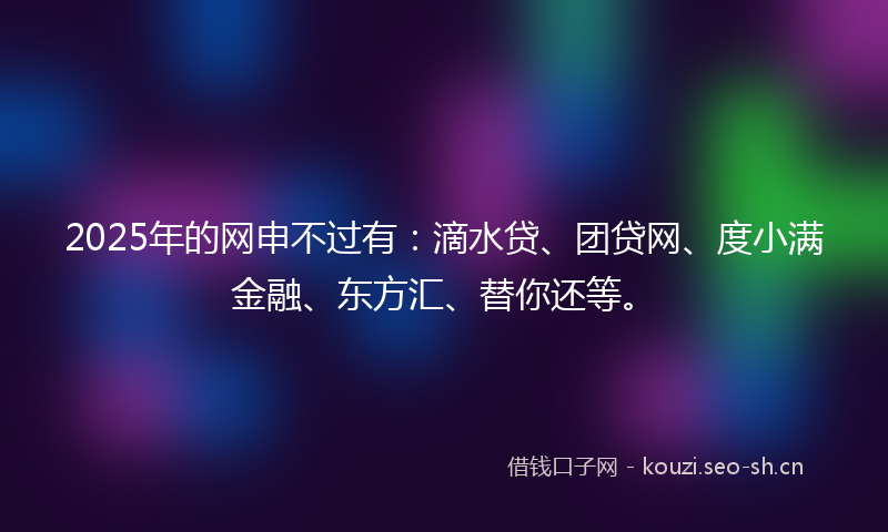 2025年的网申不过有：滴水贷、团贷网、度小满金融、东方汇、替你还等。