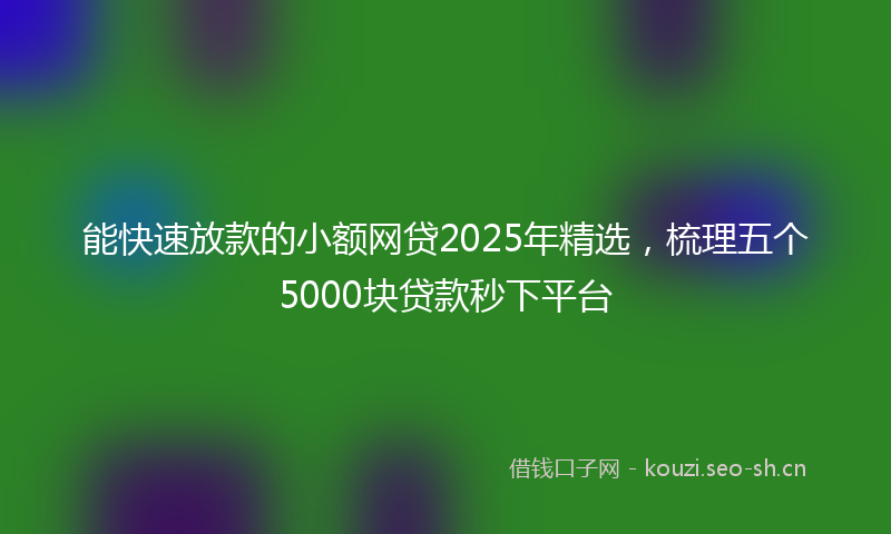 能快速放款的小额网贷2025年精选，梳理五个5000块贷款秒下平台