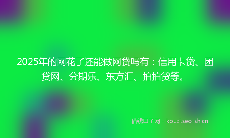 2025年的网花了还能做网贷吗有：信用卡贷、团贷网、分期乐、东方汇、拍拍贷等。