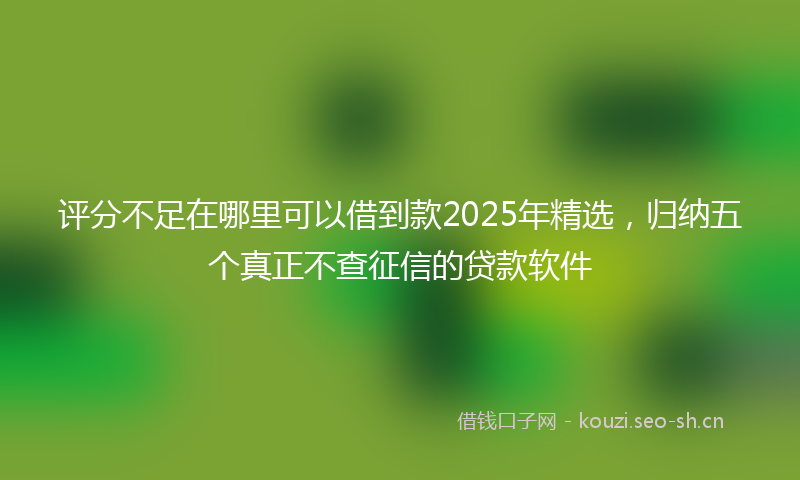 评分不足在哪里可以借到款2025年精选，归纳五个真正不查征信的贷款软件